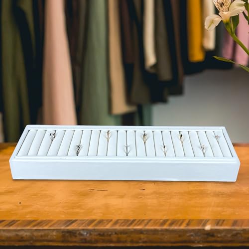 White Velvet Jewelry Trays for Display - Bracelet Tray With 21 Sections - Elegant Tray With Inserts for Organized and Secure Storage