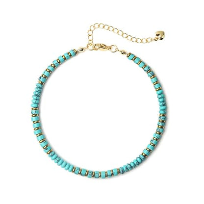 XIJIN Natural Stone Beaded Anklets for Women Handmade Beach Boho Turquoise Beads Ankle Bracelet Jewelry Gift for Her - color: B