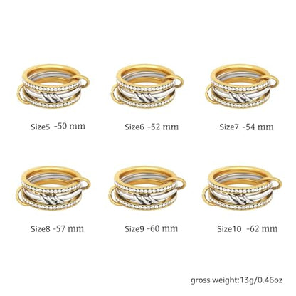 Stackable Rings for Women – Non Tarnish Gold Rings Set, 14K Gold Plated & Silver Rings for Women, Waterproof & Dainty CZ Statement Rings, Hypoallergenic Statement Ring Jewelry Size 5-10
