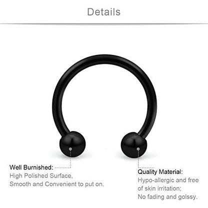 SCERRING 14G Nipple Rings Stainless Steel Nipplerings CZ Heart Tongue Shield Barbell Rings Retainer Body Piercing Jewelry for Women 9/16Inch 8 Pairs - color: 8 Pairs - Black
