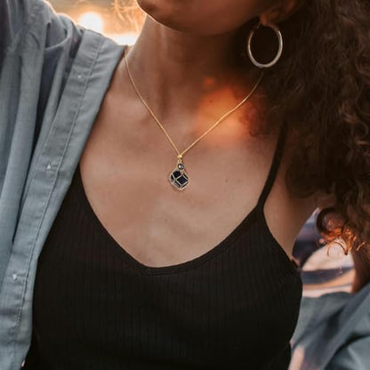 MIXJOY Black Obsidian Crystal Necklace for Women, Sun and Moon Celestial Pendant Protection Gift for Halloween Christmas - style: Large