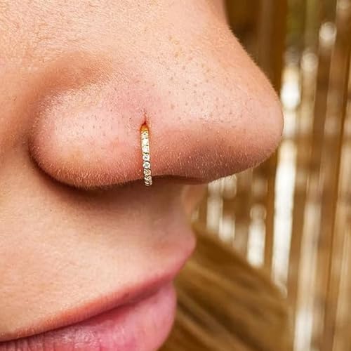 14G 16G 18G Surgical Steel Nose Septum Rings Hoops - Stainless Steel Segment Nose Rings Hoop Helix Cartilage Clicker Daith Tragus Sleeper Hoop Earrings for Women Men 6mm 8mm 10mm 12mm - color: Gold Plated 3PCS, size: 16g 12mm
