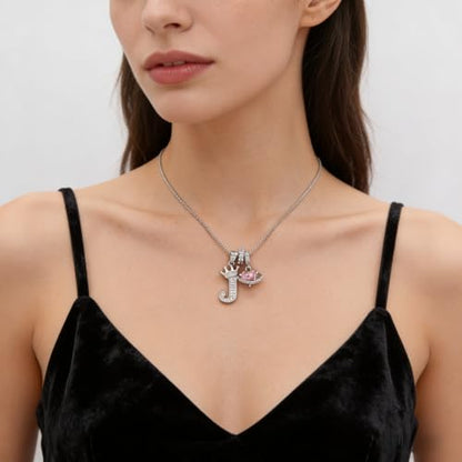 18K Gold & Silver Plated Initial Necklaces for Women - color: J-Silver