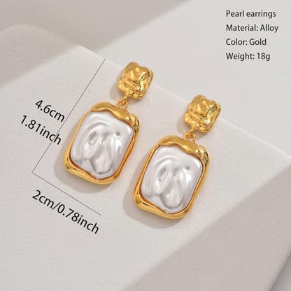 Baroque Pearl Earrings for Women Irregular Pearl Dangle Earrings Vintage Dangle Earring Bridal Wedding Jewelry - style: Style 1
