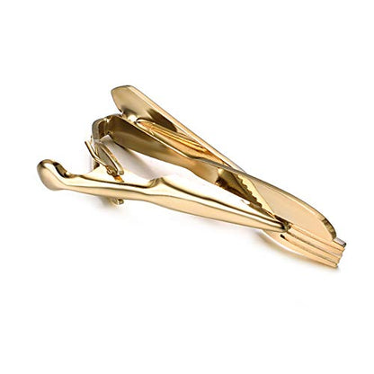 Yoursfs Unique Fork and Knief Tie Clip for Men Gold Silver 316L Stainless Steel Tie Bar Pin Novelty Men's Jewelry - style: Knife and Fork Tie Clip