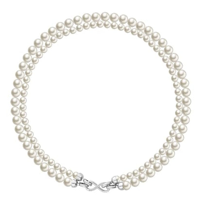 Layered Pearl Necklace for Women Pearl Choker Chain Necklaces - style: Layered