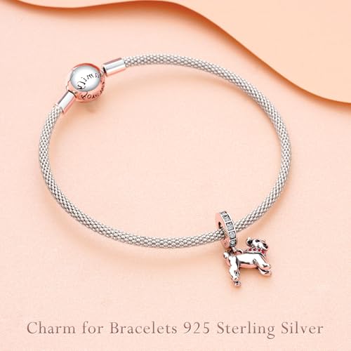 S925 Charms for Bracelets and Necklaces, Gifts for Mothers Nurses Day Graduation, for Girlfriend Family Friend, Bead Pendant, for Pandora, Silver 14K Gold Plated Enamel CZ, DIY Jewelry Making - style: D O G