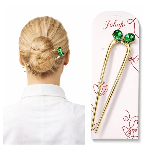 French Hair Pin for Women - Birthstone Hair Pins with Heart Design, French Twist Hair Pin for Buns and Updos, Fashion Hair Accessories for Women, Peridot August Birthstone for Women Gifts - color: August-Olivine