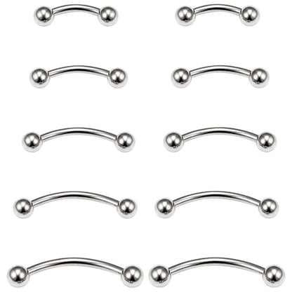 20G Eyebrow Piercing Jewelry Surgical Steel Vertical Labret Lip Jewelry Curved Barbell Tiny Eyebrow Rings Ear Rook Navel Small Belly Button Ring for Women Men 6mm/8mm/10mm/12mm/14mm - color: silvertone,ball