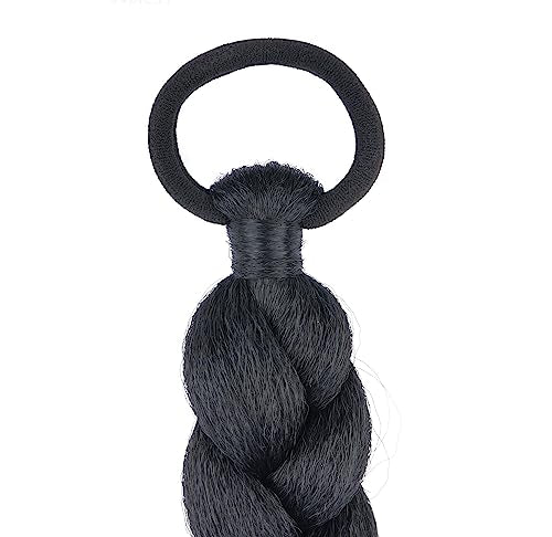 LyoRuSi Black Ponytail Extension 2 Pack Braid Ponytail Extension with Tie | 26 Inch Long Braided Ponytail Extension, Straight Sleek Wrap Around Braid Hair Extensions Ponytail - color: Black#, size: 26 Inch（Pack of 2）