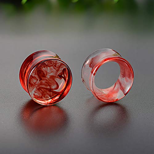 COOEAR 2 Pairs Matched Set Gauges for Ears Flesh Tunnels Kits Plugs Earrings Red Acrylic Ear Expander Stretchers Piercing. - color: #1 3/4"(19mm)