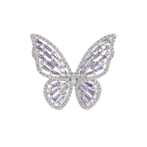 Butterfly Rings for Women Adjustable Golden Cocktail Ring Sparkly Stones Statement Silver Bow Open Wrap Bow Jewelry Bridesmaids Wedding Valentine’s Day Gift Lover Mother - color: JZ03-Silver Purple