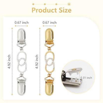 Frutain 2Pcs Cinch Clip Waist Cincher Clips for Women Dress Back Cinch & Shawl Cardigan Sweater Shirt Fasteners(GS) - style: Gs-rhinestone-8
