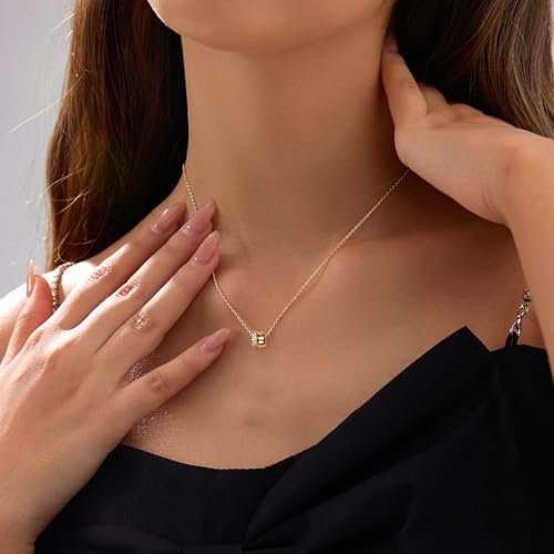 Zeffy Diamond Necklaces for Women, Dainty Gold Necklace 18k Gold Plated Layered Necklaces Simple Gold CZ Diamond Pendant Necklaces for Women Trendy Jewelry Gifts for Girls - color: Gold CZ Rondelle Necklace