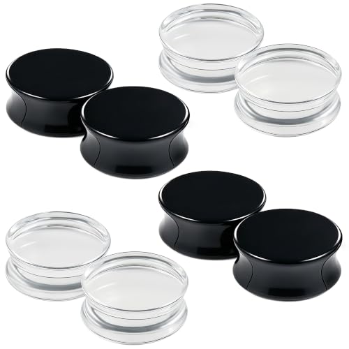 6G-50mm Acrylic Solid Gauges for Ear Tunnel Plugs Stretcher lightweight Plugs Clear Black Double Flared Flesh Tunnels Earrings for Women Men - color: Clear/Black:14mm = 9/16 inch