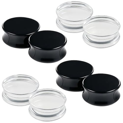 6G-50mm Acrylic Solid Gauges for Ear Tunnel Plugs Stretcher lightweight Plugs Clear Black Double Flared Flesh Tunnels Earrings for Women Men - color: Clear/Black:0G = 8mm