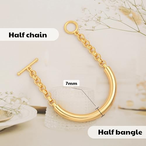 PEARLADA 18k Gold Plated Chain Layerd Bracelet Coin Charm Toggle Bracelet Trendy Cubic Zirconia Jewelry - color: Tube