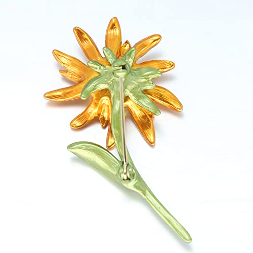 Rhinestone Sunflower Brooch Pin,Enamel Crystal Yellow Flower Coat Pins,Cute Plant Sun Flower Suit Brooch Pin for Women Girls - color: Style C