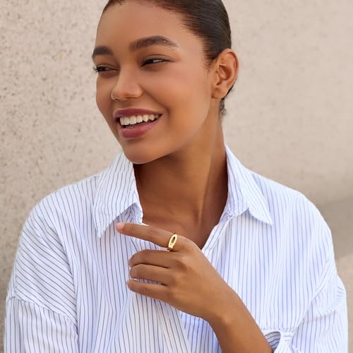 Cicy Bell Initial Rings for Women 18k Gold Plated Adjustable Rings | Open Signet Rings, Bold Letter, Personalized Engraved, For Party - color: Initial-Q