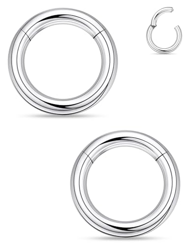 20G 18G 16G 14G 12G 10G 8G 6G 4G 2G Nose Rings Hoops Astm F136 Titanium Clicker Septum Lip Ring Tragus Helix Daith Rook Conch Snug Cartilage Lobe Earrings Hoop Piercing Jewelry For Women Men - size: 8G-14MM