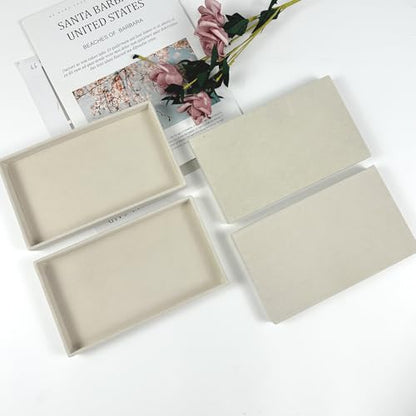 12 Pack Velvet Jewelry Trays, 8.3x5x1 Inches Premium Stackable Jewelry Drawers Organizer Inserts for Women Girls, Beige Jewelry Storage Display Trays for Necklace Earring Ring Bracelet (1 grid)