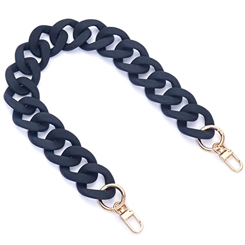 AUMEY Large Flat Chain Strap - Acrylic Luxury Handbag Strap Fashionable Replacement Purse Clutches Handles for DIY Crafts, 15.7 inch of Each … (02- Black) - color: 02- Black