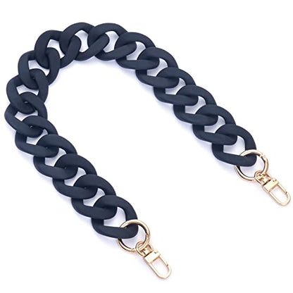 AUMEY Large Flat Chain Strap - Acrylic Luxury Handbag Strap Fashionable Replacement Purse Clutches Handles for DIY Crafts, 15.7 inch of Each … (02- Black) - color: 02- Black