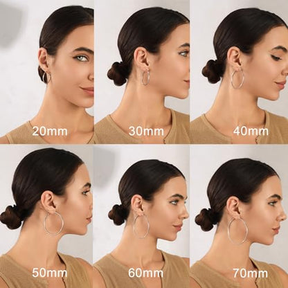 2mm Sterling Silver Big Hoop Earrings For Women - Large Hypoallergenic Circle Endless Thin Oversize Silver Hoops - color: Silver,20mm hoops