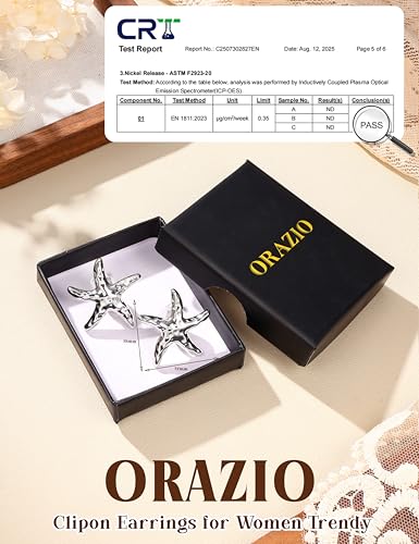ORAZIO Clip On Earrings Women Geometric Statement Unique Non Pierced Earrings 14K Gold Plated Knot Chunky Drop Dangle Hoop Stud Clip-on Earrings for Women Trendy - color: Style F-Silver Plated