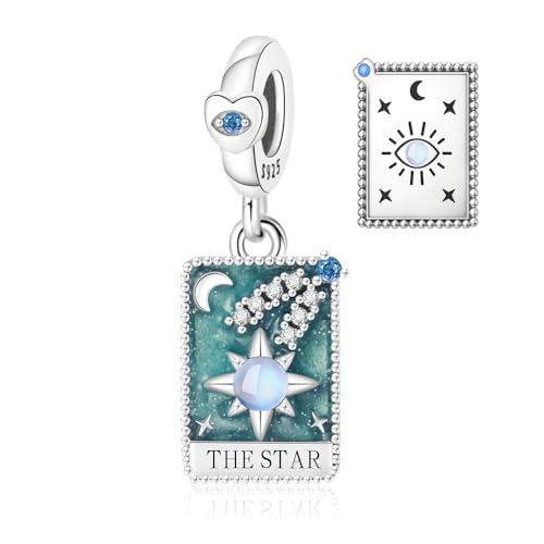 925 Sterling Silver Dangle Charm Fit Women Bracelet And Necklaces Jewelry | Medallion Pendants Beads Jewelry Charms for Women Fashion Gift Family Friends Mother's Day - color: Tarot Cards Star Dangle Charm M1410