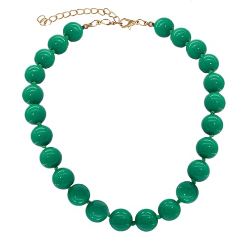 JNF Chunky Beaded Necklaces Women Large Big Ball Bead Choker Necklace Bold Statement Beads jewelry Gift - color: green beaded