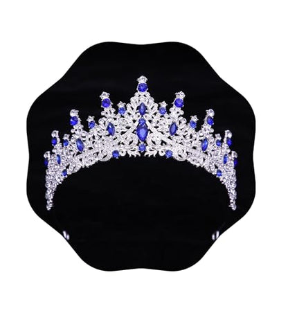 Tiaras and Crowns for Women Crystal Princess Tiaras Rhinestone Queen Crowns For Wedding Bridal Birthday Prom Pageant Party (Tiara 100) - color: Dark Blue