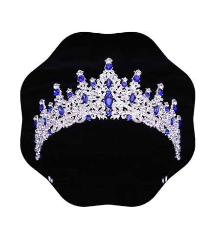 Tiaras and Crowns for Women Crystal Princess Tiaras Rhinestone Queen Crowns For Wedding Bridal Birthday Prom Pageant Party (Tiara 100) - color: Dark Blue