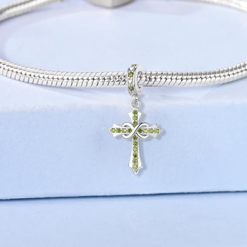 HappyStar 925 Sterling Silver Charms Infinity Design Birthstone Charms for Bracelets with 5A Cubic Zirconia Cross Necklace for Women Dangle Pendant Compatible Pandora Bracelets Happy Birthday Gifts - color: 8-August Birthstone Charms