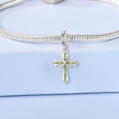 HappyStar 925 Sterling Silver Charms Infinity Design Birthstone Charms for Bracelets with 5A Cubic Zirconia Cross Necklace for Women Dangle Pendant Compatible Pandora Bracelets Happy Birthday Gifts - color: 8-August Birthstone Charms