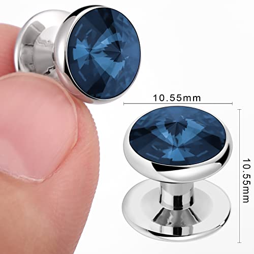 HAWSON Crystal Shirt Studs for Men's Tuxedo Shirt, Tuxedo Buttons for Birthday Wedding Party Christmas. - color: Dark Blue