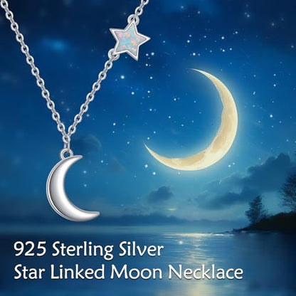 LUHE Star Moon Necklace for Women Sterling Silver Moon Pendant Necklace Star Jewelry Gifts for Women - style: star moon 2