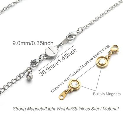 Zpsolution Stainless Steel Magnetic Clasps for Necklaces and Bracelets | Waterproof and Tarnish Resistant, Easy to Use, Strong Magnet, Flat Design, Locking Magnetic Jewelry Clasps - color: Silver