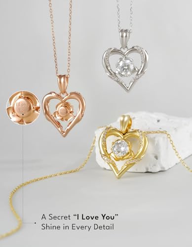 KRKC Moissanite Heart Necklace for Women