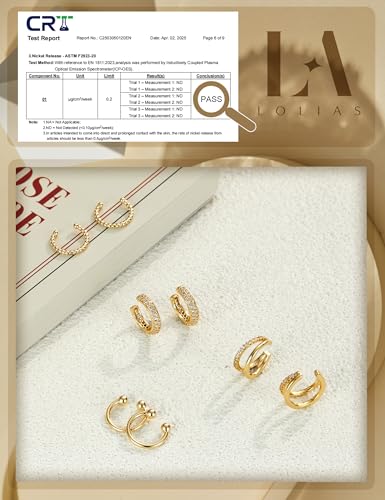 LOLIAS 4 Pairs Ear Cuffs Non Piercing - 14K Gold Plated Ear Cuff Earrings for Women Ear Cuff for Non Pierced Ears Clip on Cartilage Earring Adjustable Fake Earrings Set - style: Double-14K Gold Plated