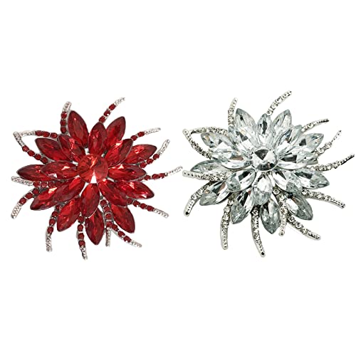 seven wolves Women's Austrian Crystal Brooch Wedding Flower Leaf Bouquet Brooch - color: 2-Red White