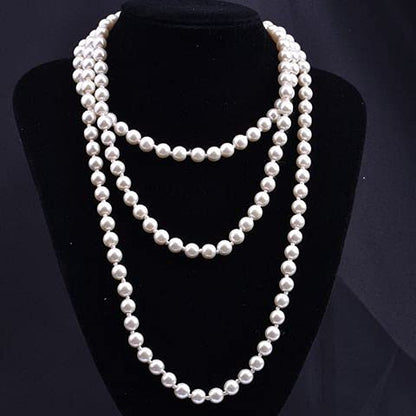 Pearl Necklaces for Women 60'' 70" Long Pearl Necklace 15.75'' Pearl Choker Necklace Chunky Bead Layered Faux Pearl Dangle Wedding Bridal 1920s Gatsby Christmas Costume Jewelry Gifts - color: Cream White-60''