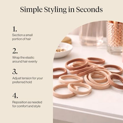 Kitsch Elastic Hair Ties No Damage | Stretchable Hair Bands - Blush 20pcs | Strong All-Day Hold Hair, Rubber Bands For Hair, Ponytail Holders | Hair Accessories for Everyday Use - color: Blush Standard (Pack of 20)