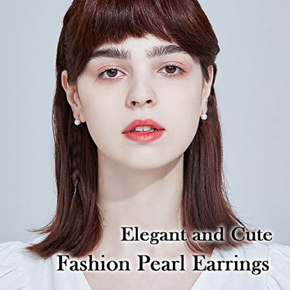 Pearl Earrings for Women 14K Gold Plated Hypoallergenic Pearl Earrings 5A Cubic Zirconia Dangle Earrings Elegant Jewelry - color: 5-Silver