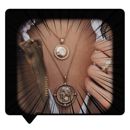 Doubnine Boho Layered Necklace Gold Medallion Coin Saint Charm Jewelry Retro Accessories for Women