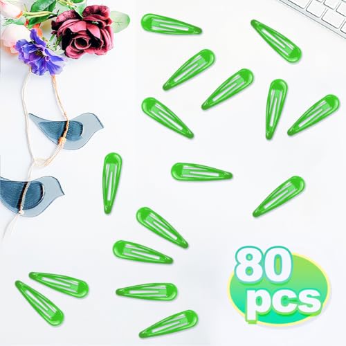 ELANE 80 Pcs Metal Snap Hair Clips for Women,Small Snap Barrettes for Women Girls Thick Fine Hair (Green) - color: Green