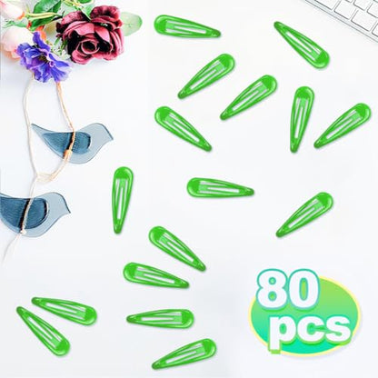 ELANE 80 Pcs Metal Snap Hair Clips for Women,Small Snap Barrettes for Women Girls Thick Fine Hair (Green) - color: Green