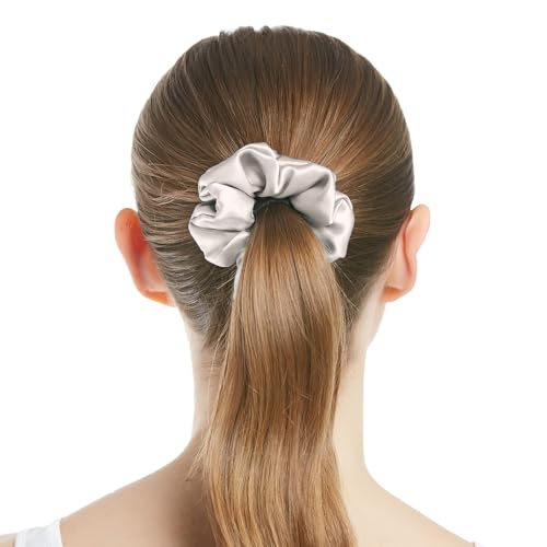 LilySilk Brand 100% Mulberry Silk Hair Scrunchie, Bright Coffee, No Damage, Elastic Silk Ponytail Holder, 1 Count, Suitable for All Hair Styles and Lengths - color: Bright Coffee