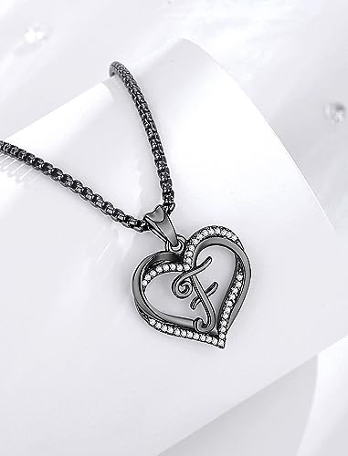 INFUSEU Unique Initial Necklaces for Women Girls Small Heart Letter Jewelry, Meaningful Personalized Gifts - style: F