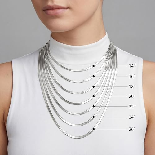 WomenGifts 14K Gold Silver Plated Herringbone Necklace for Women, Dainty Snake Chain Choker, Trendy Simple Long Layered Jewelry Non Tarnish, 3/4/5/8mm,14,16,18,20,22,24,26 Inch Thin & Chunky Options - color: Silver, style: 3mm-26inch